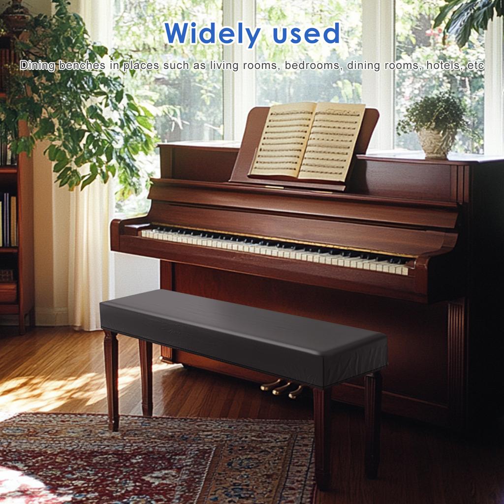 Stretch Bench Cover PU Dining Room Bench Cover Elegant Bench Slipcover Seat Protector Anti-dirty Dustproof Piano Chair Covers