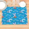 Easter Bunny Pattern Placemat Cotton Linen Fabric Table Mats Family Dinner Tableware Kitchen Size 30X45 Cm Table Mat