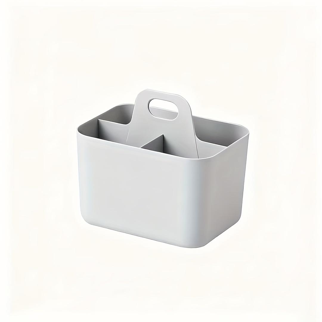 

Portable plastic storage basket with handle, lightweight for desktop stationery, white/pink available. сірий колір