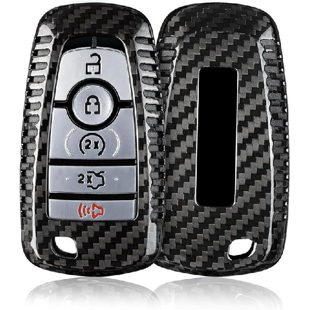 T-Carbon Fits Ford F150 Raptor Key Fob Cover With Keychain;Key Fob Case Compatible With Ford Bronco Raptor 2025;Glass Fiber Key Shell Protector Fits