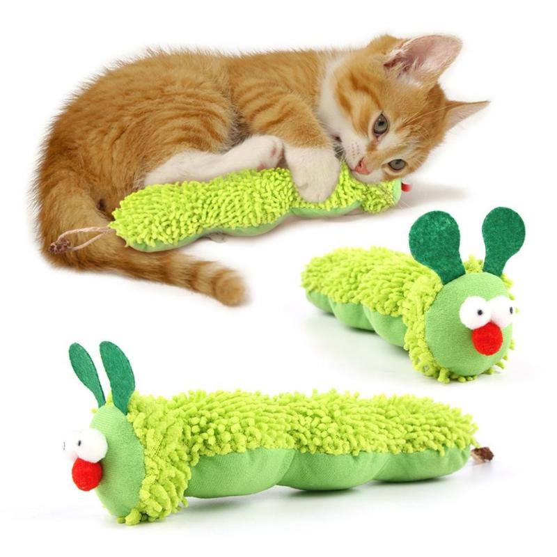 Caterpillar Plush Cat Chew Toys Catnip Molar Toy Cat Teaser Interaction Toy Clean Mouth Kitten Toy Cat Catnip Toy Accessories