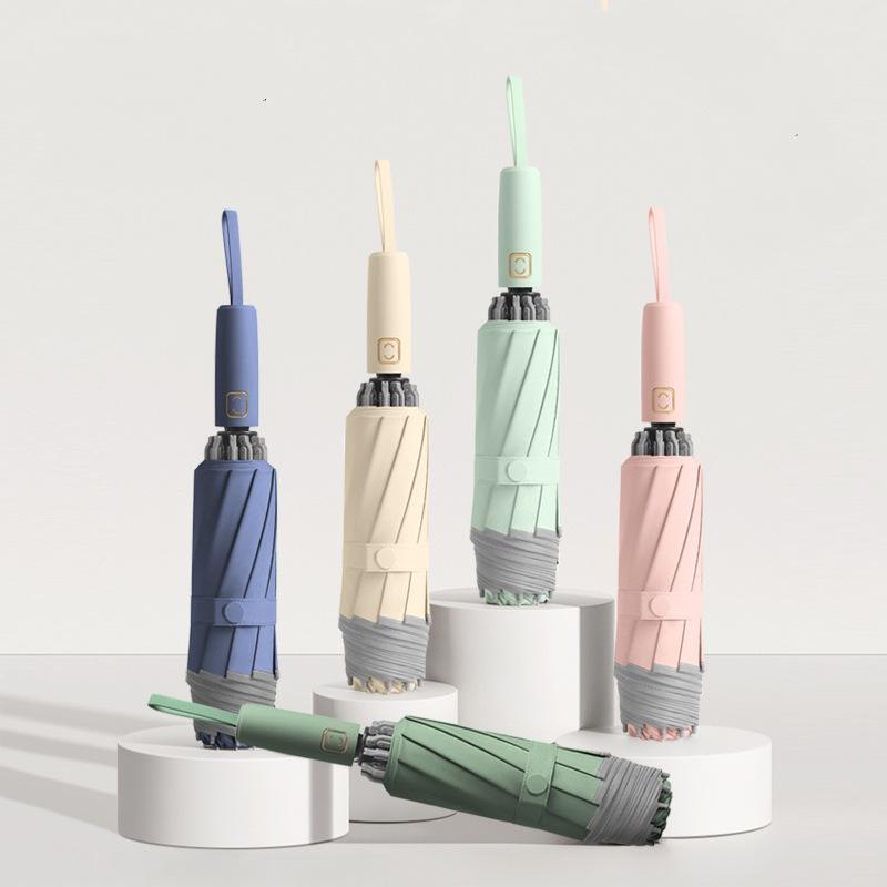 

10 костей, полностью автоматический обратный сплошной цветной зонт, простой складной солнцезащитный солнцезащитный зонт с защитой от УФ-лучей, ветрозащитный дорожный зонт