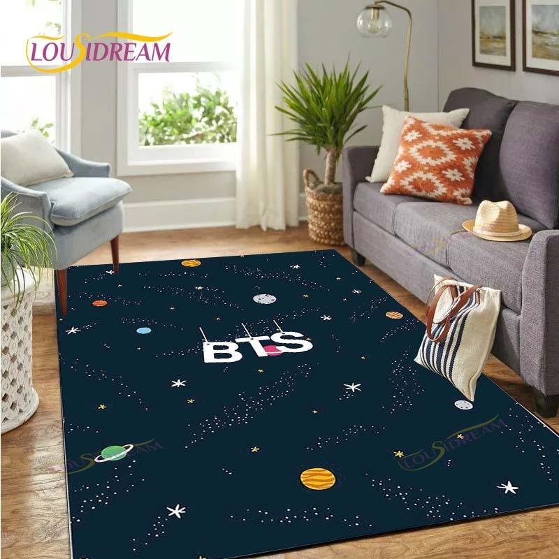 Alfombra de Área Más Nueva de Kpop Bangtan Boys BTS Alfombrilla de Piso para Juegos Infantiles Alfombra Decorativa Más Nueva con Patrón 3D para Sala de Estar