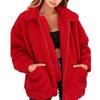 Oversized Faux Teddy Bear Coat  Autumn Winter Warm Thick Bomber Jacket Women Fuzzy Zipper Jackets