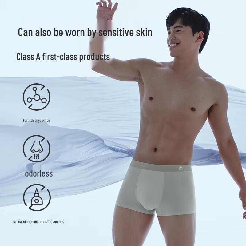 JD Zhijia Men's Ice Silk Antibacterial Seamless Boxer Briefs (4-Pack)