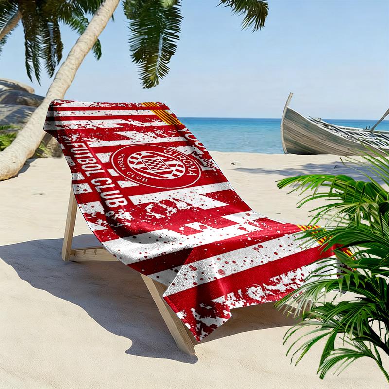 Girona F.C Print Beach Towel, Large Soft Quick Dry Towel for Beach Camping Swimming