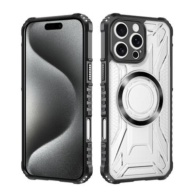 Pro iPhone 15 Pro Max CD Magnetický Design Odolný Tvrdý HD Průhledný Zadní Kryt,Pro iPhone 15 Plus Rugger Armor Tvrdé PC TPU Pouzdro