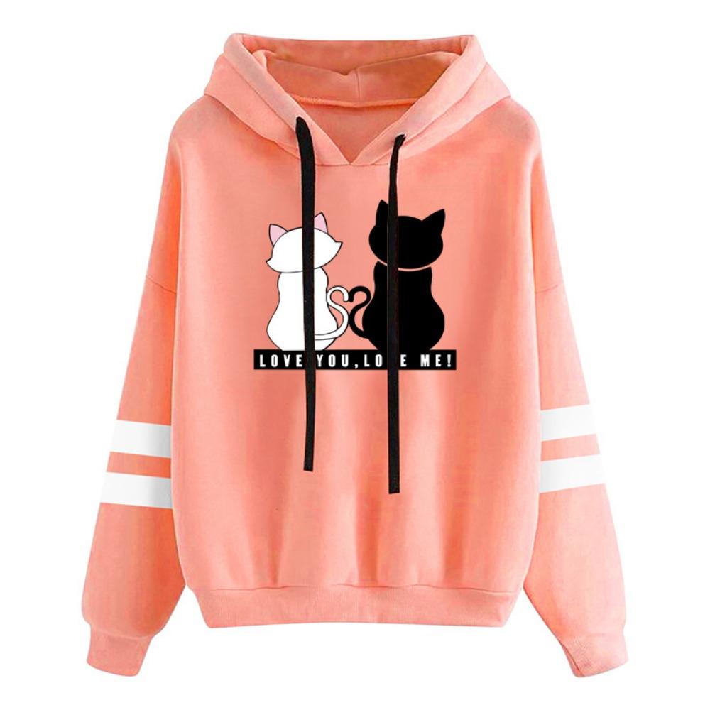 New 2025 Autumn and Winter Long-sleeved Printed Jacket Hooded Loose Sweater Women
