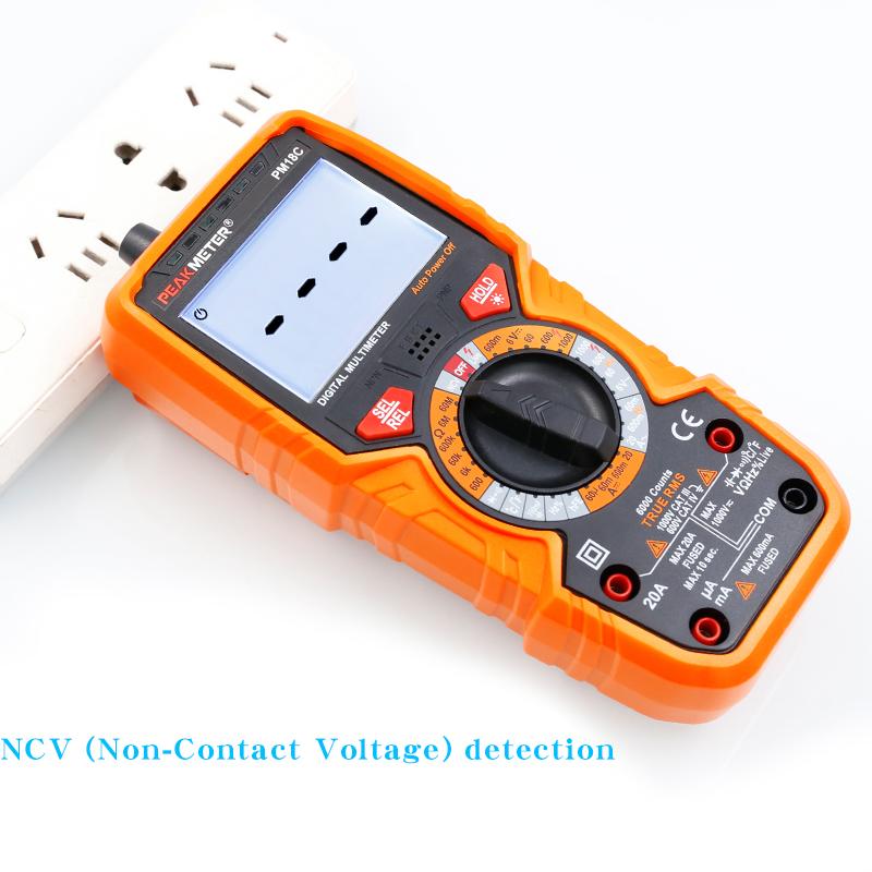 PEAKMETER PM18C Electrician Multimeter, High Precision Digital Intelligent Anti-Burn Household Multimeter