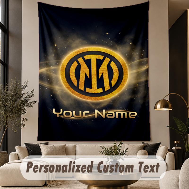 Custom Text Tapestry Inter Milan Print Wall Tapestry Indoor Living Room Wall Decor