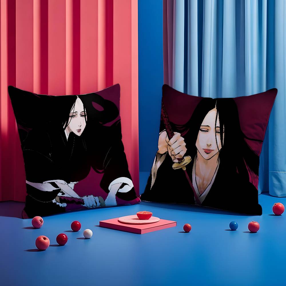 Classic Anime Unohana R-Retsu Bleach Pillow Case Comfort Sofa Bed Silky Elegant Invisible Zipper Custom Decorative Cushion Cover
