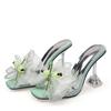 Liyke Transparent Slippers For Women Summer Fashion Green Butterfly -Knot Designer Sandals Clear Heels Size 46 Female Shoes
