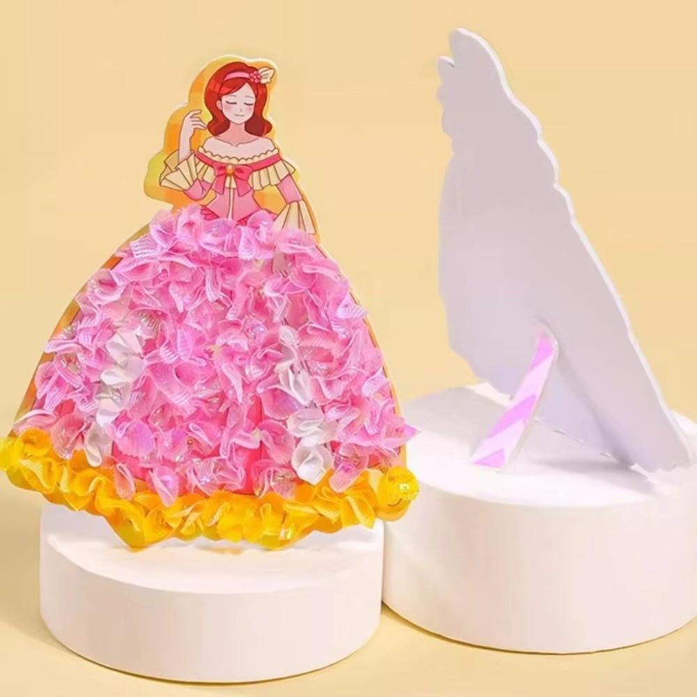 Creative Fairy Tale Hand Poke Painting Puzzle Dress Up Sticker Book Fabric Art Craze Poke Art Kids