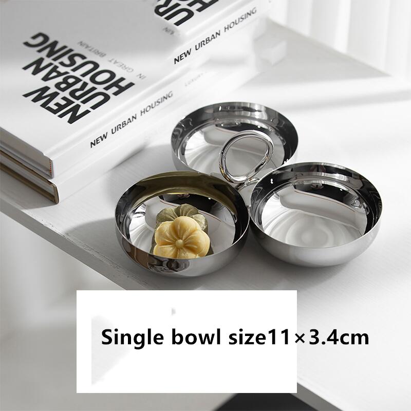 European style stainless steel tea plate Creative fruit plate Household tea table Snack candy Dim sum Dried fruit bowl Snack pla
