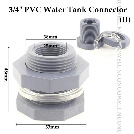 1PCS PVC 1/2"3/4"1"Water Tank Connector Drain Pipe Accessories Aquarium Joints Water Pipe Fittings Thread Adaptor Tank Bulkhead