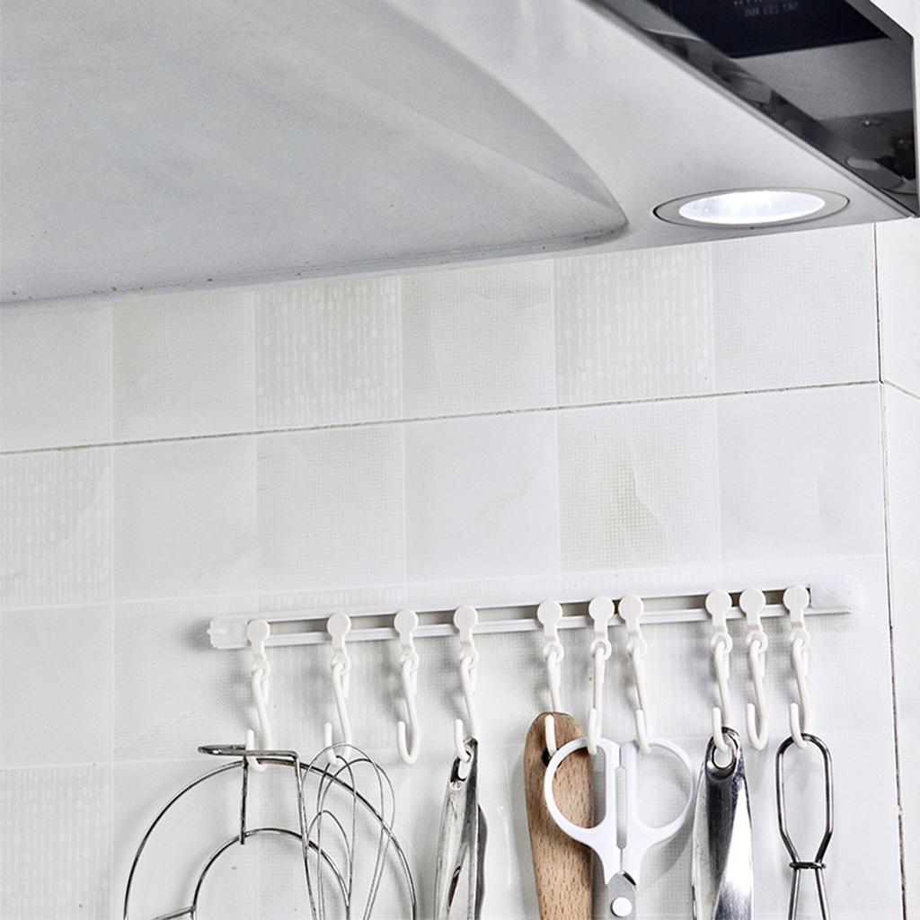 Kitchen Rail and Removable Hook Plastic Adhesive Kitchen Utility Hanger for Office Bathroom
