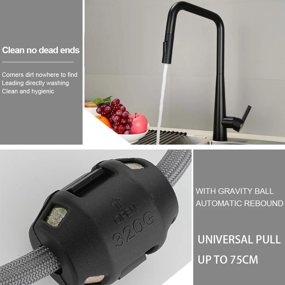 Bagnolux Black Brass Deck Mounted Kitchen Faucet Two Function Single Handle Pull Out Mixer Hot and Cold Water Pull Out Taps