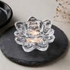 huaqianguhh Crystal Lotus Flower Tealight Candle Holders, Glass Tea Light Candlestick Decor with Deep Grooved Plate, Multifunctional Decoration