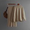 2 Pieces Knit Sets Women Maxi Skirt Tracksuits Winter Warm Turtleneck Sweater Ladies Long Skirt Two Pieces Sweater Sets
