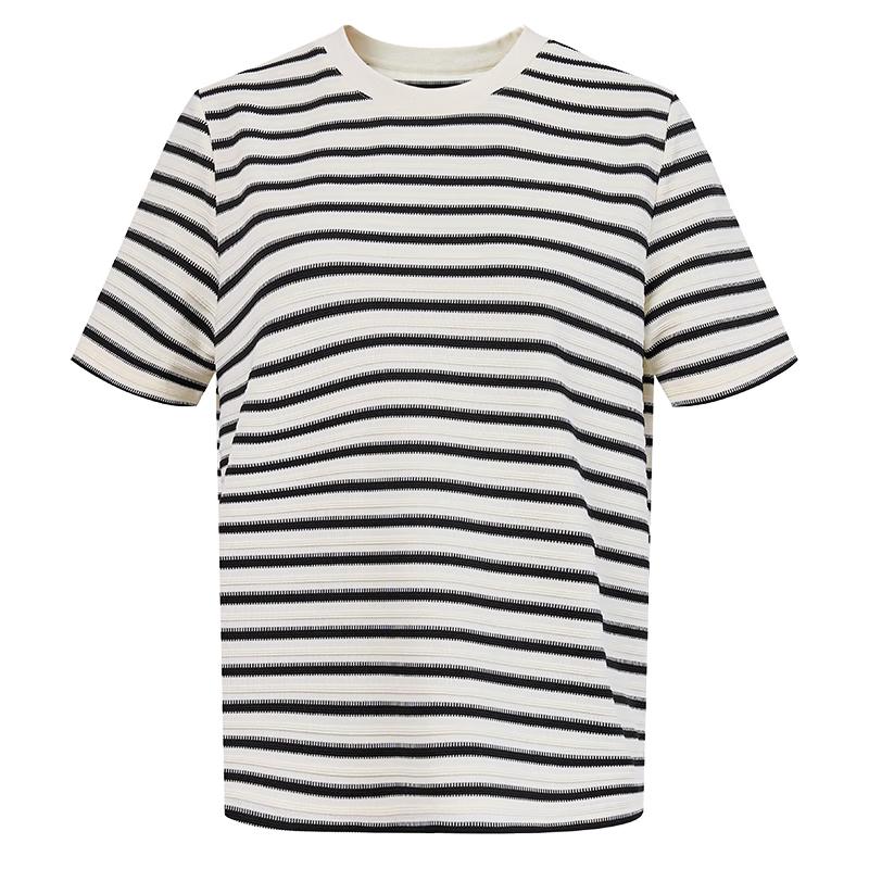 Women s Striped Round Neck Knit T-Shirt L