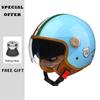 Retro TT&COCASCOS Motorcycle Helmet Open Face Dual Visors Jet Helmet Electric Scooter Bike Motorbike Helmet Cap Moto Moped DOT