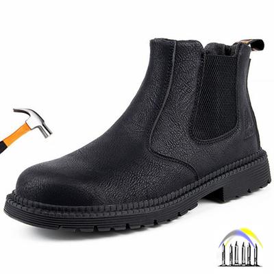 Botas de trabalho com biqueira de aço para homens sapatos de trabalho de couro sapatos de segurança à prova d'água sapatos de proteção para construção industrial com biqueira de metal