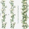 1PC 1.8m Artificial Eucalyptus Vine Fake Rose Flowers Gypsophila Garland For Wedding Home Party Craft Art Table Runner Decor