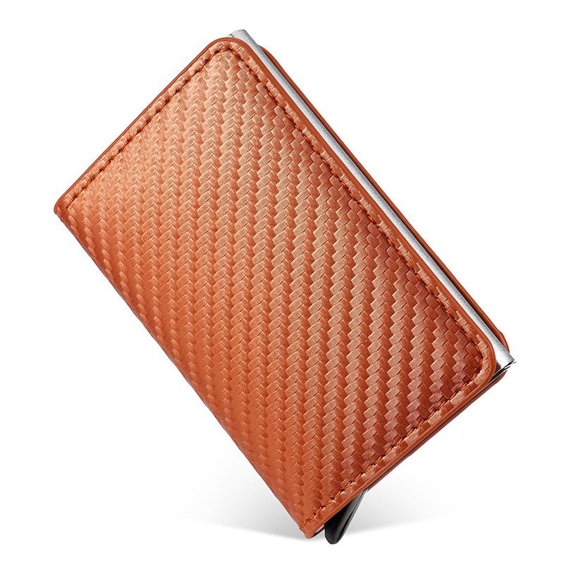 RFID anti-theft brush aluminum box card bag carbon fiber pattern credit card box automatic pop-up card bag multi-card position wallet