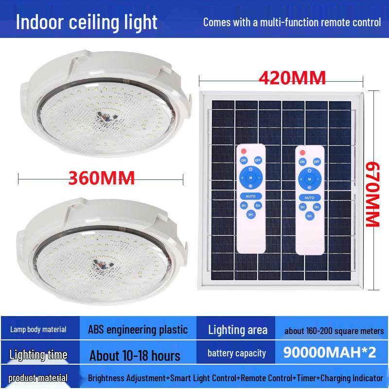 LED Solar Ceiling Light for Bedrooms, Living Rooms, Indoor and Courtyard Spaces - One-to-Two/Three/Four/Five/Seven Light Options