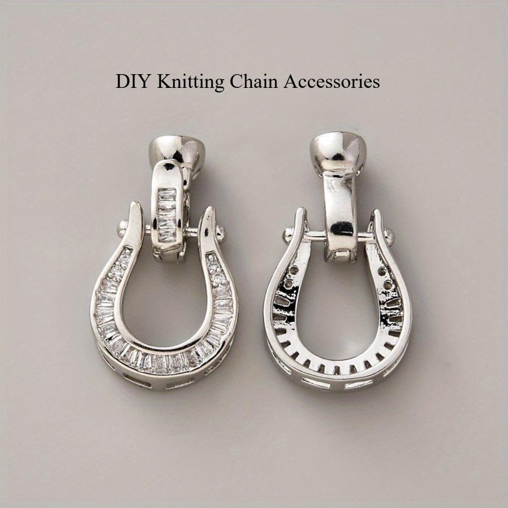 2PCS Fashionable Pearl Necklace Clasps: T-shaped, Zircon, U-shaped, Horseshoe-shaped, Hand-finished, Connecting, Male-Female, Sweater Chain