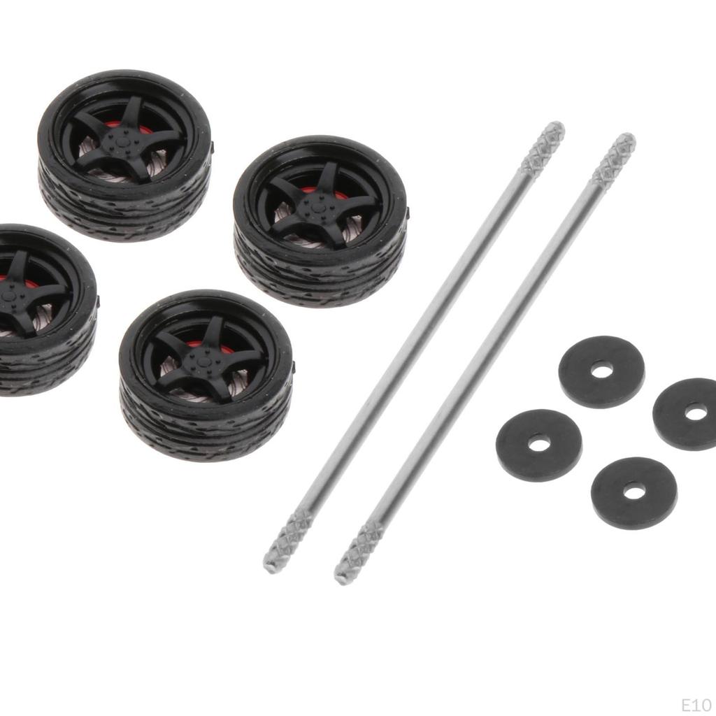 1:64 Scale Car Rubber Wheel Rims Soft Tires for RC 1/64 of 4