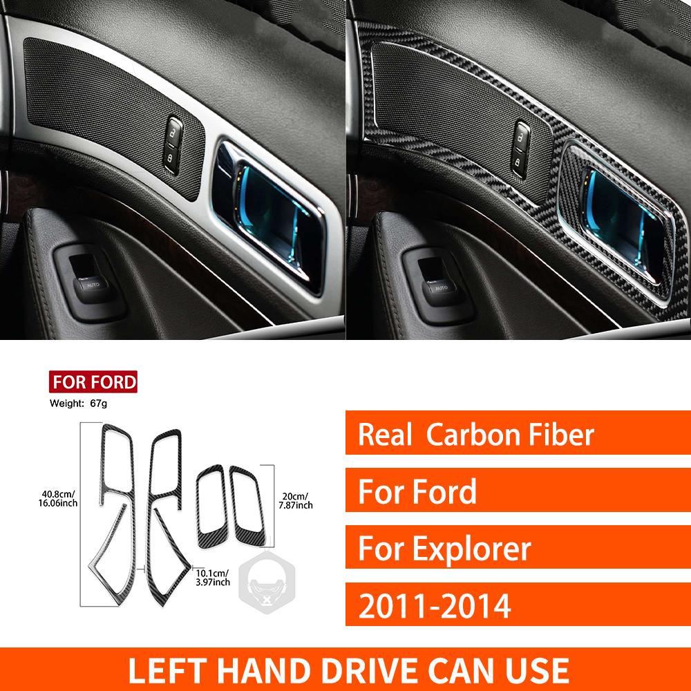 For Ford Explorer 2011-2014 Real Carbon Fiber Sticker Door Lock Switch Audio Speaker Panel Car Accessories Ide Decorative