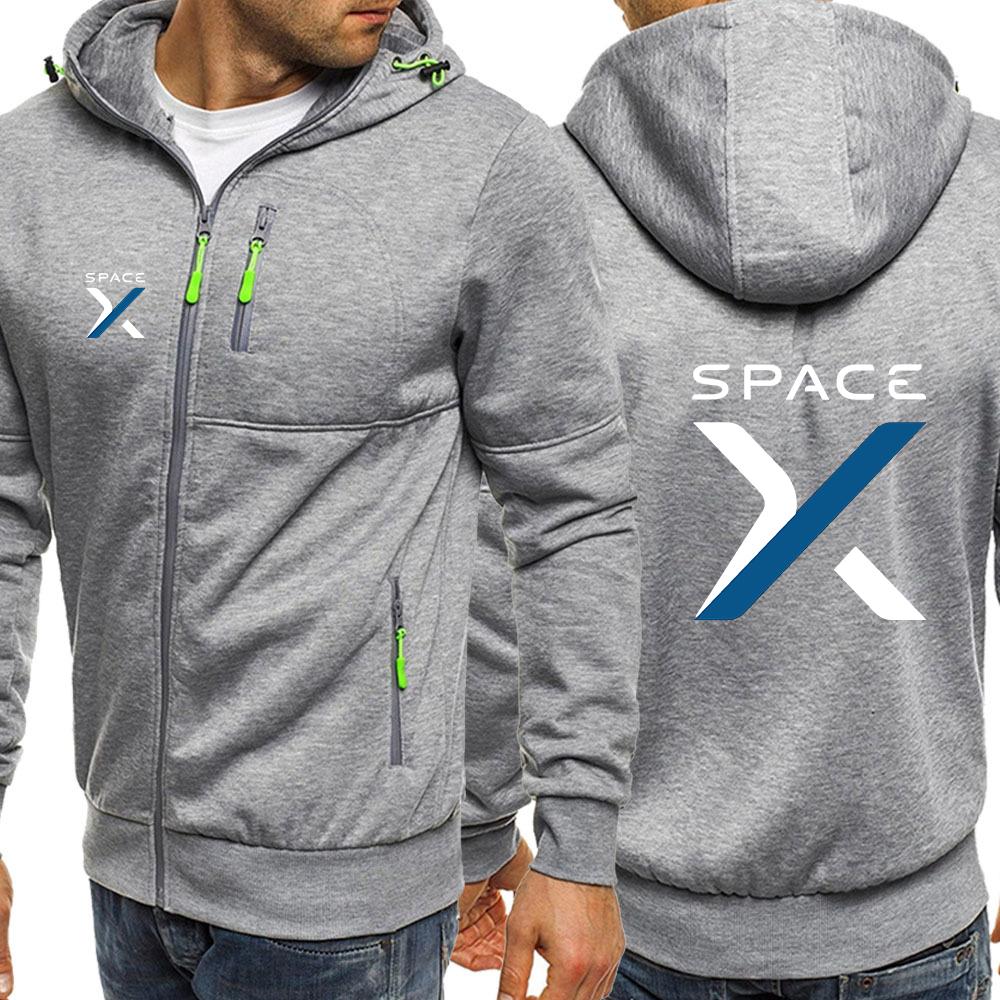 2026 Unisex SpaceX Space X Logo Print Spring And Autumn Men's New Three-Color Cotton Hoodies Zipper Leisure Simple Jacket