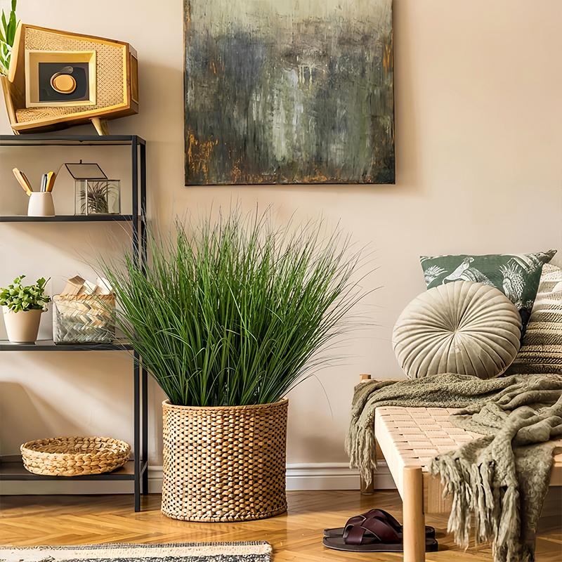 16PC Artificial Onion Grass Bushes Yard Realistic Plastic Plants Home Office Decor Fake Tall Grasses Indoor 3 Sizes