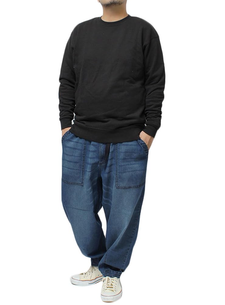One Colors Men's Climbing Pants, Plus Size, Stretch, Belted, Balloon Silhouette, Denim Pants/Chinos, Size 4L, Indigo