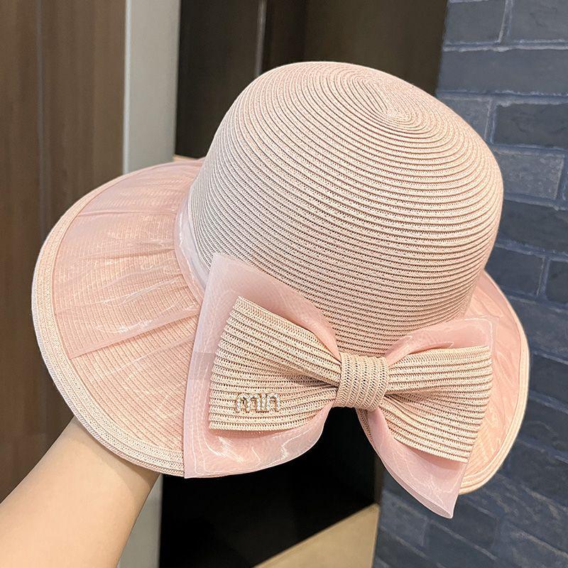

Новая модная шляпа-бантик женская летняя дышащая морская солнцезащитная шляпа для защиты лица от солнца ONE SIZE