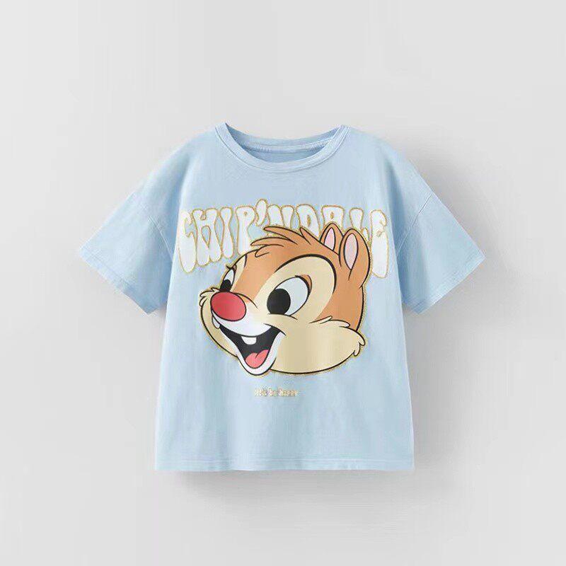 

Boys Blue Short-Sleeved Baby T-Shirt, Pure Cotton Half-Sleeved Top, Kidsren s Summer Clothing, Baby Bottoming Shirt, Cartoon Squirrel Trendy T-Shirt Light Blue 2t/90 Size Recommended Height 80-90cm