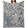 Blue Toile De Jouy Throw Blanket Sofa Bed Wednesday Blankets Ands Bed Linens Blankets