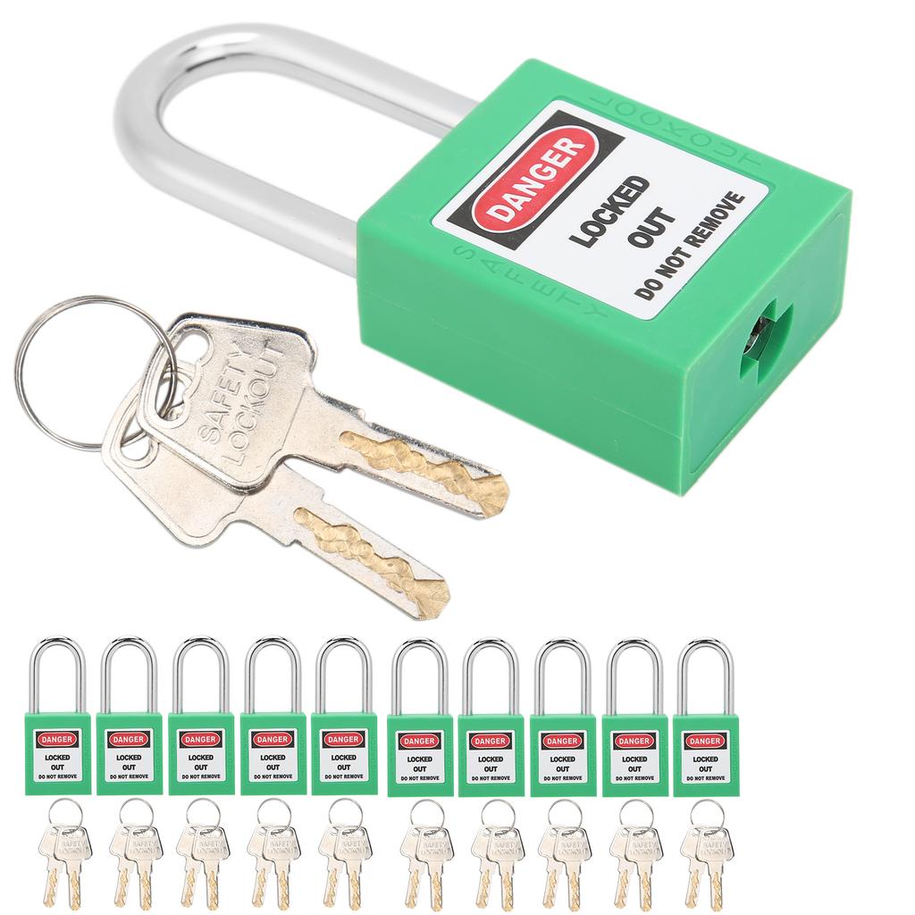10Sets 38mm Lockout Tagout Lock Durable Nylon Isolation Design Corrosion Resistant Padlock with 20 Keys