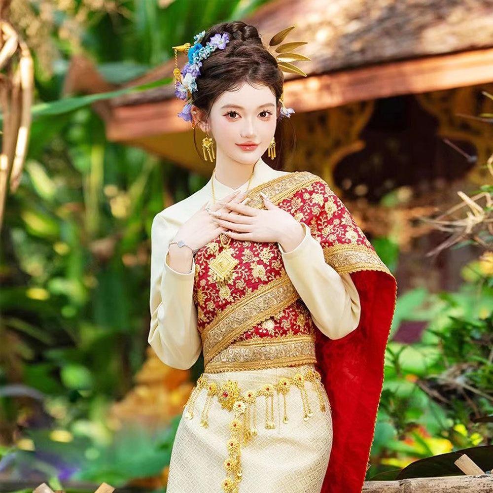 Ancient Thai Hair Sticks Flower U-shaped Hairpin Vintage Thai Metal Leaves Hairpin Women