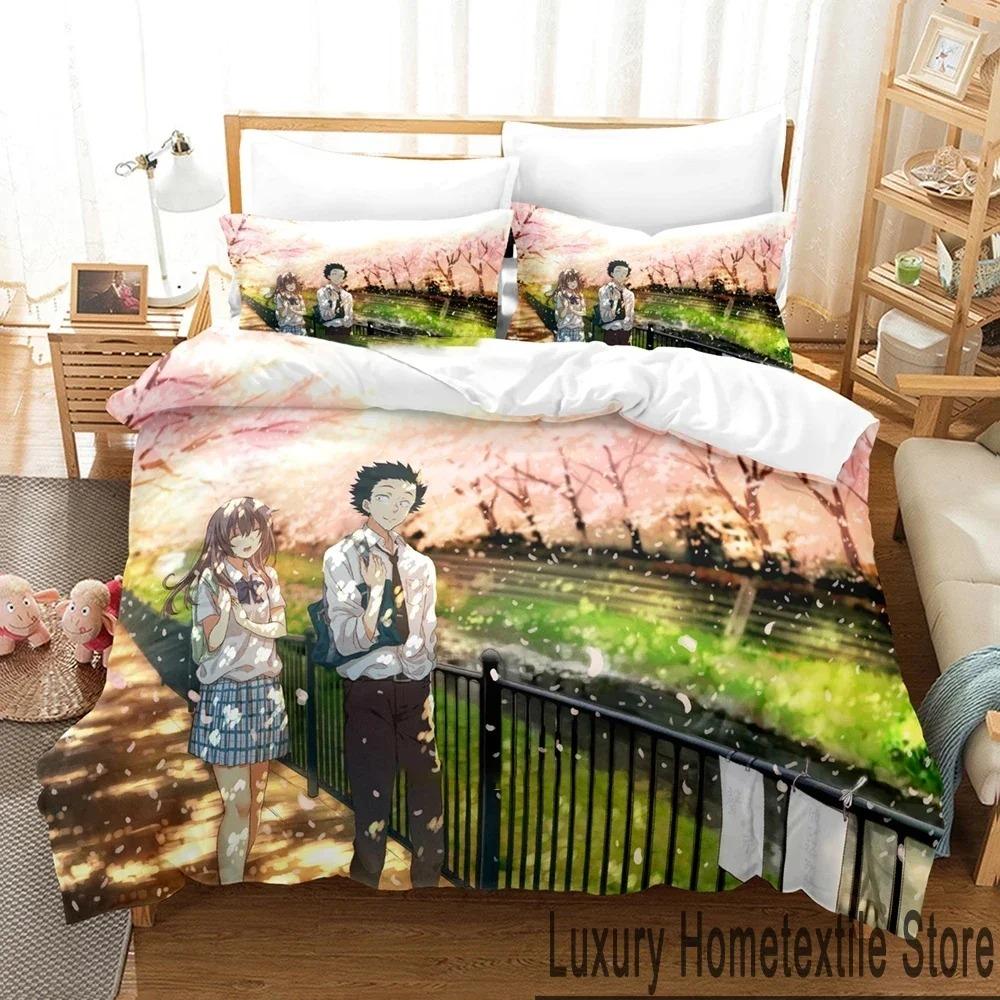 Anime A Silent Voice The Shape of Voice Bedding Set Duvet Cover Bed Set Quilt Cover Pillowcase Comforter King Queen Size