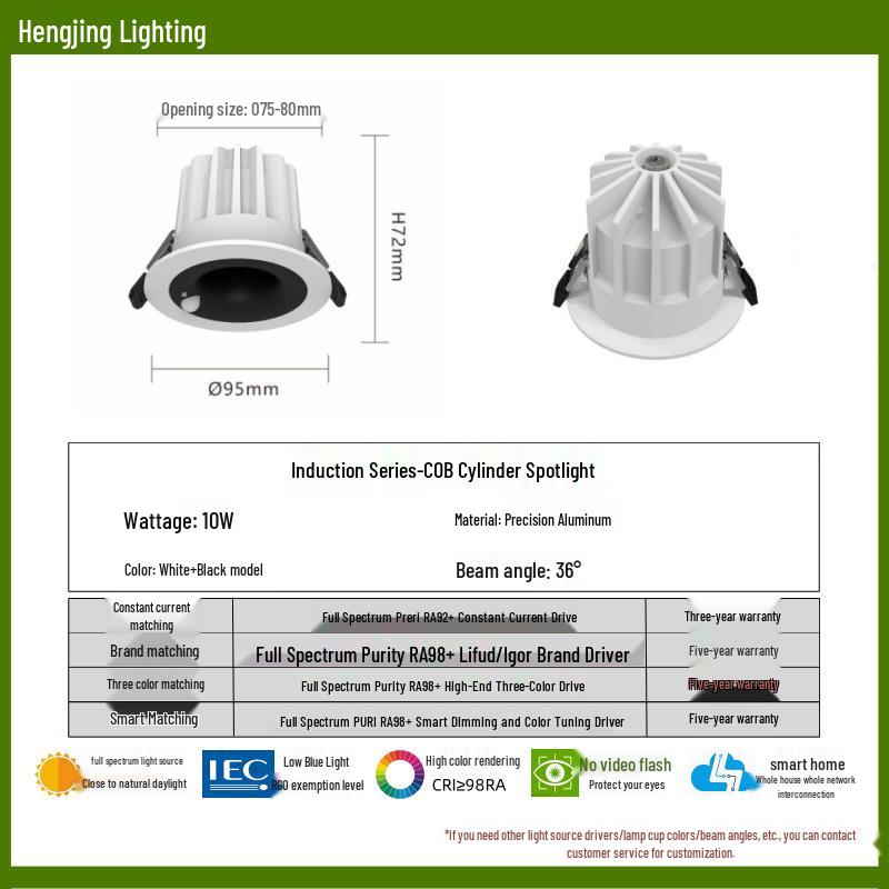 Full-Spectrum Anti-Glare Human Sensor Downlight for Home and Hotel Corridors
