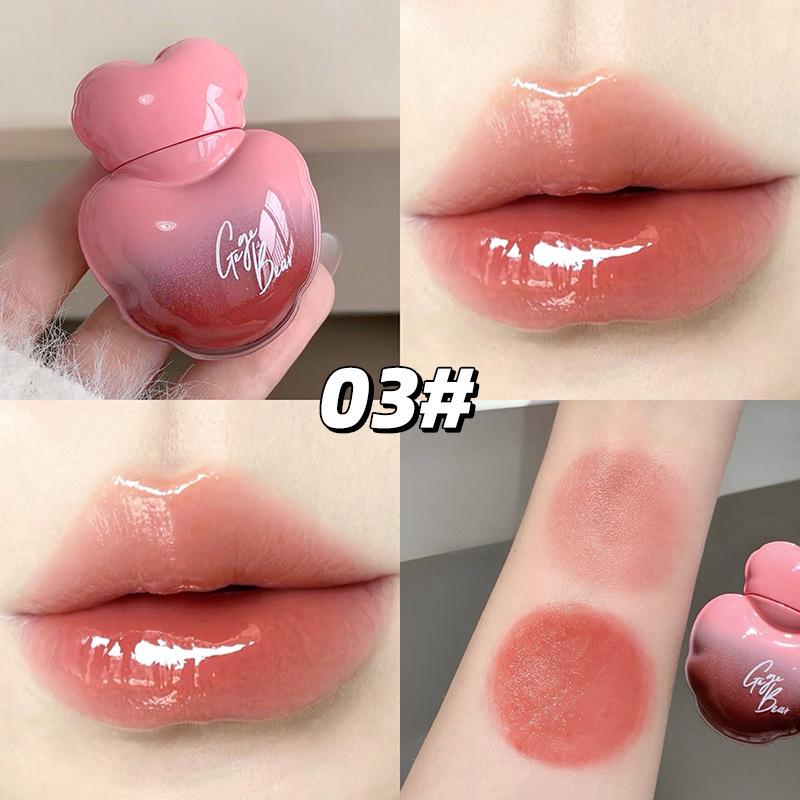 Gege Bear Love Heart Glossy Lipstick: Radiant, Whitening, Mirror-Finish for Student Parties 12g