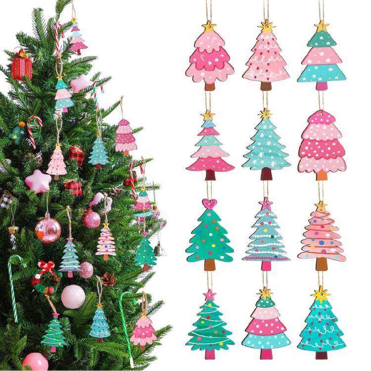 Natural Wood Christmas Hanging Decorations Vintage Inspires Carved Designs Pendant For Indoor Fireplaces Tree