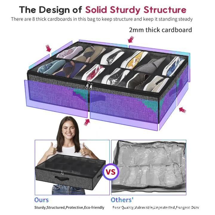 2025 Bestselling Under-Bed Transparent Folding Shoe Storage Organizer