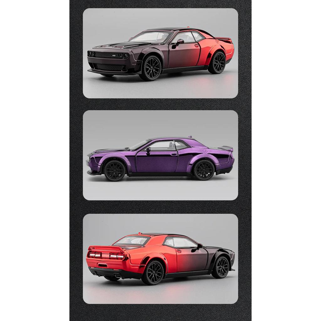 Electroplated 1/32 Alloy Dodge Hellcat Sports Car Model with Light and Sound Effects Collection Miniature Voiture Diecast Toy Vehicle