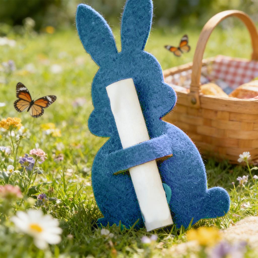 6 Pcs Easter Bunny Money Holder Thick Soft Felt Adorable Bunny Shaped Cash Clip Festival Decoration Dark Blue