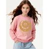 European Sizes Kids' Casual Printed Round Neck Pullover, Golden Sun Moon Stars Beads,  Casual Comfortable