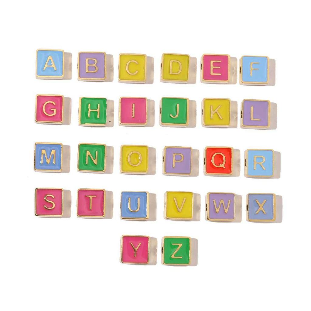 Mixed Color Titanium Steel Alphabet Beads: Non-Fading Necklace & Bracelet Pendants