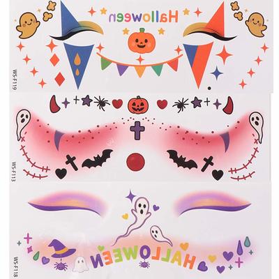 Einweg-Halloween-Gesichtstattoos Tragbare Fledermaus-Gesichtsaufkleber Wangen-Temporäre Aufkleber Damen